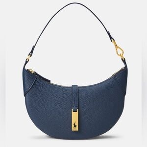 Ralph Lauren Polo Leather Mini Shoulder Bag Navy Blue Marine ID Bag